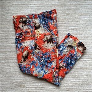 EUC Polo Ralph Lauren Men's Orange Floral & Rhino Graphic Lounge Pant Size XL